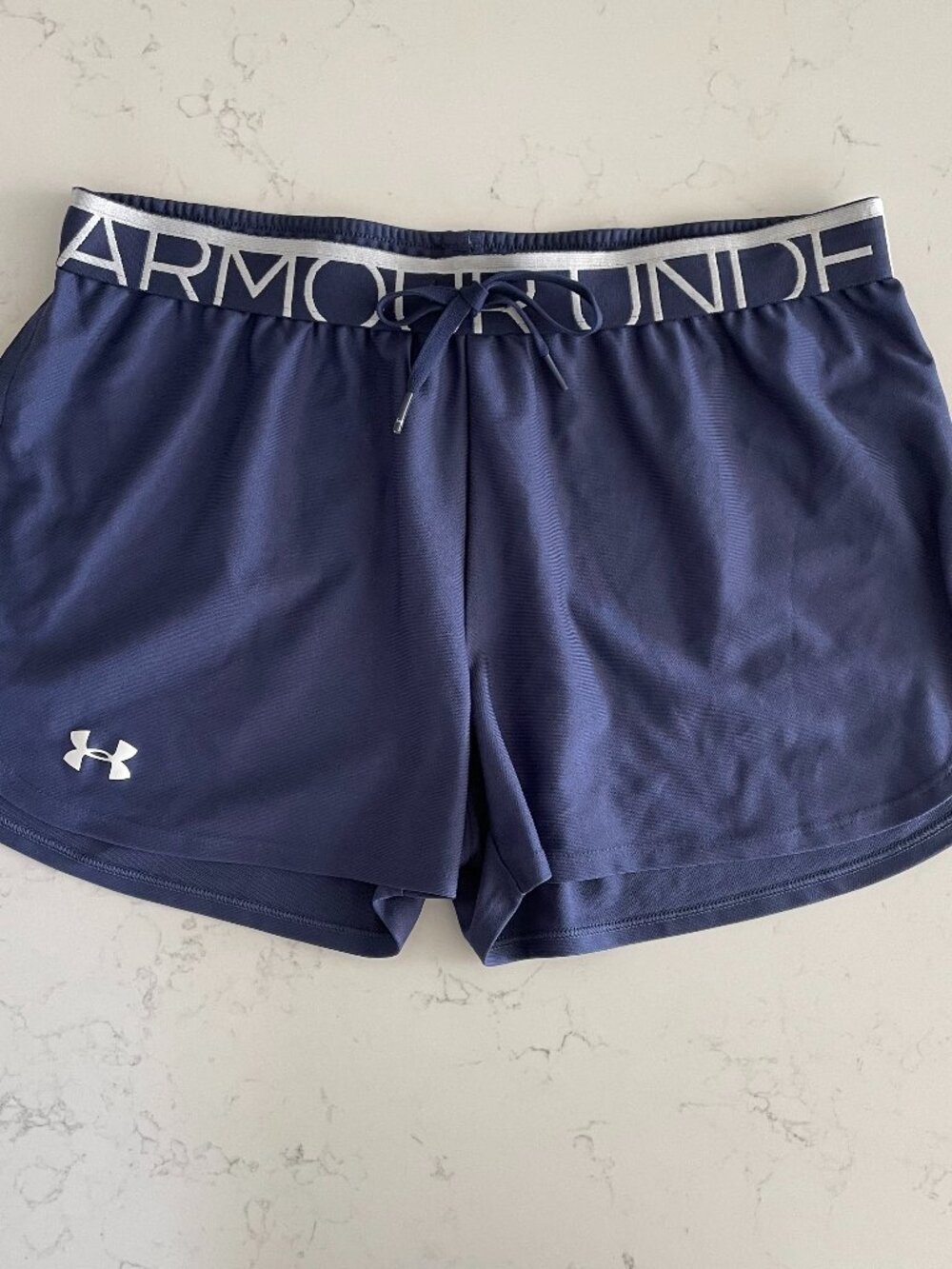 Under Armour Play Up Loose-Fit Athletic Training Shorts Heat Gear Blue White M